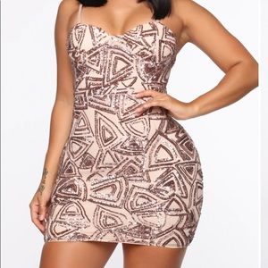 BRAND NEW!! Time To Shine Sequin Mini Dress - Rose Gold - Fashion Nova Size XL